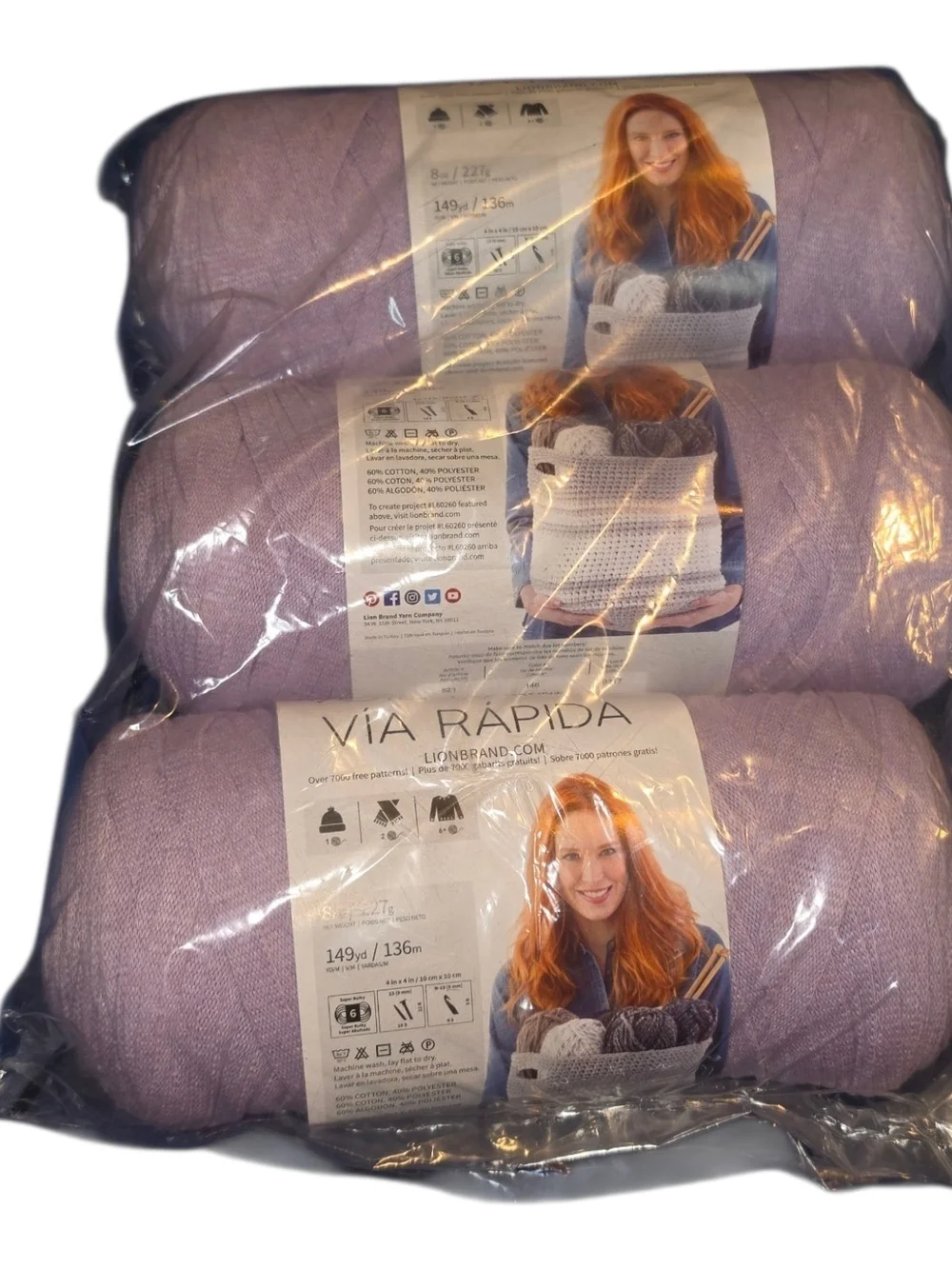 Discontinued Lion Brand Fast-Track Yarn – Purple Train – Lot of 3
